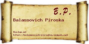 Balassovich Piroska névjegykártya